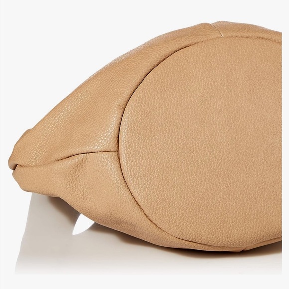 Small Tote Bag Cross Strap Detail Leather in Tan - Picture 5 of 5